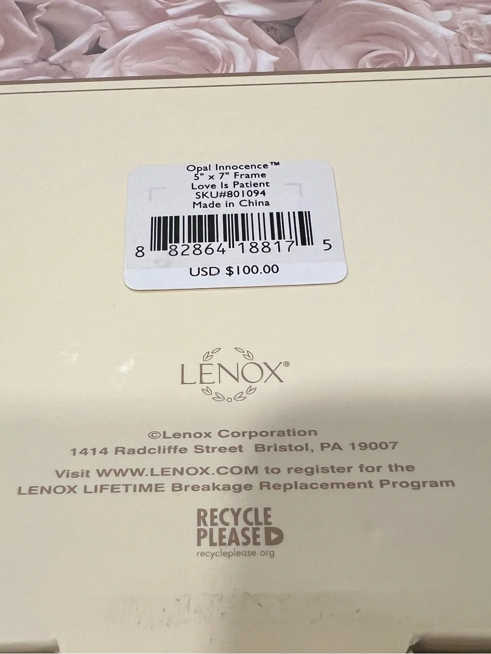 Lenox “Opal Innocence” wedding promises 5” x 7” Frame (Brand New!)